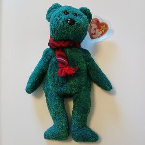 Wallace Green Christmas Bear 5th Generation 1999 Retired Ty Beanie Baby Mint